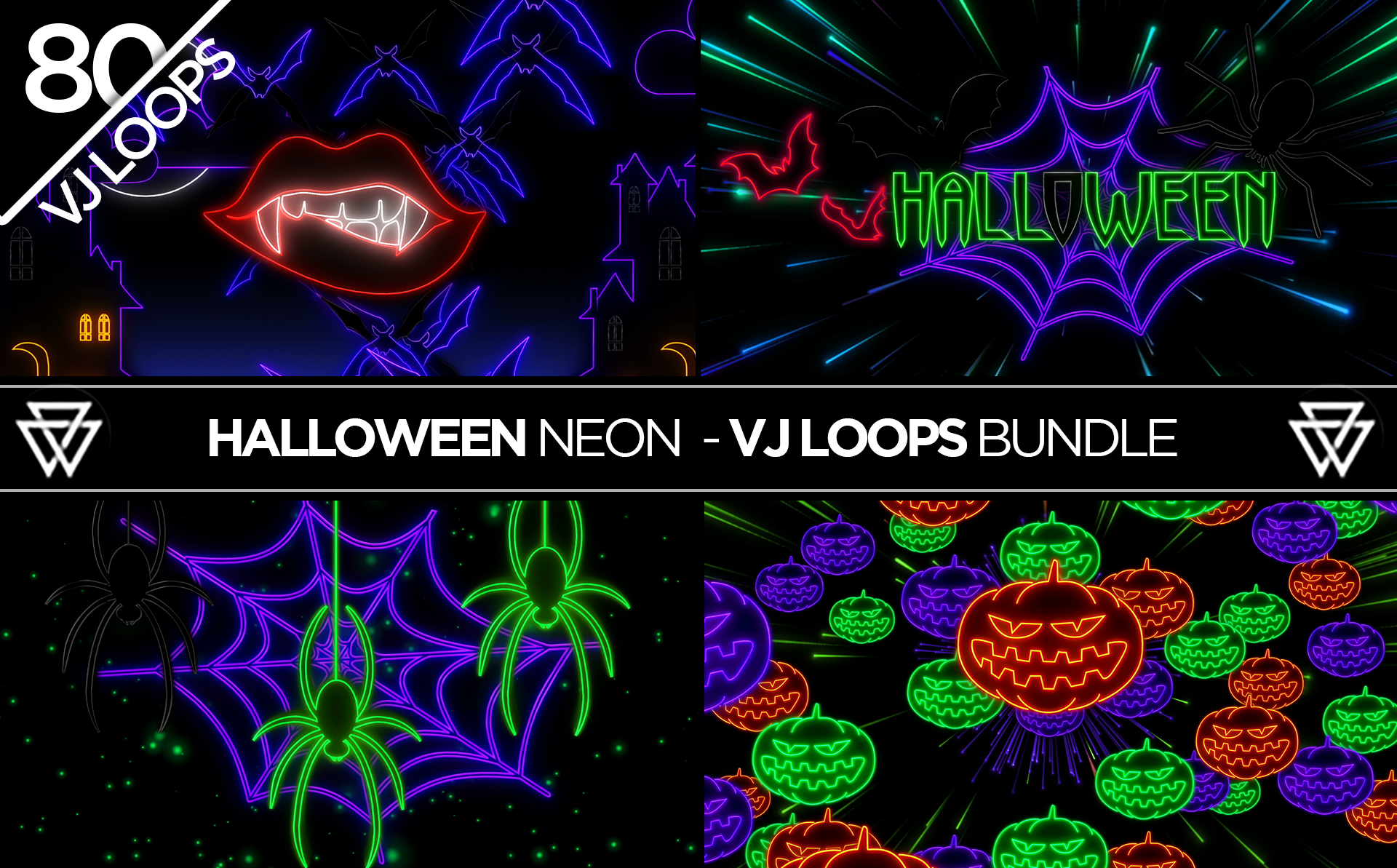 Halloween Neon +80 VJ Loops | Volumetricks